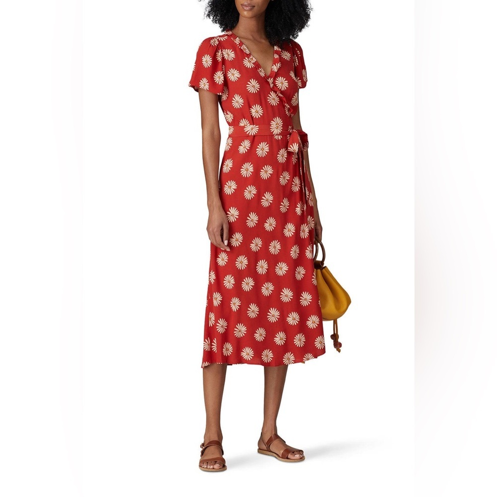 RUFFLE TRIM WRAP FLORAL DRESS